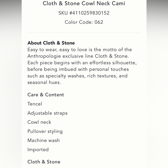 Anthropologie Cloth and Stone cowl neck cami- raspberry sz Large tank top - Picture 10 of 10